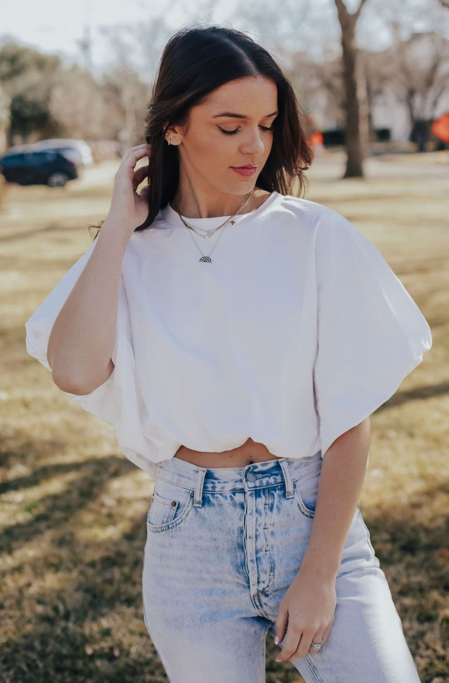 Balloon Crop Basic Tee (White)