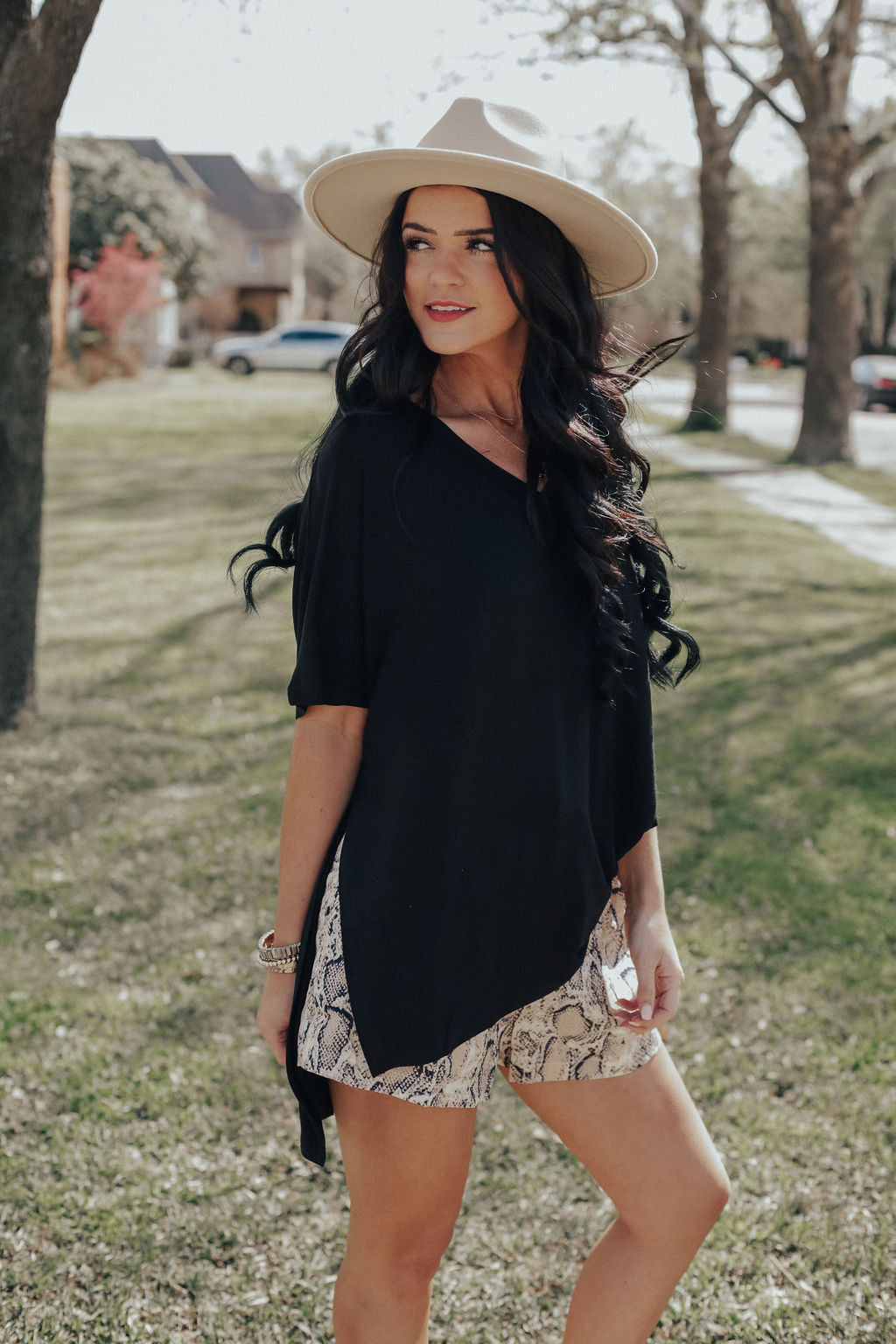 Split Side Tunic Top (BLACK)