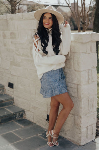 Fur Trimmed Off the Shoulder Top