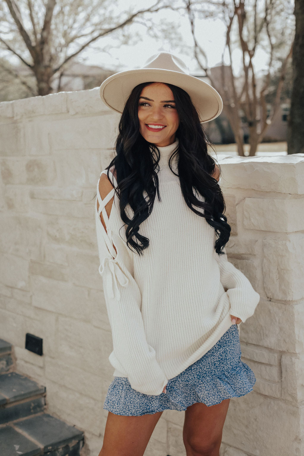 Lace Up Sleeve Sweater
