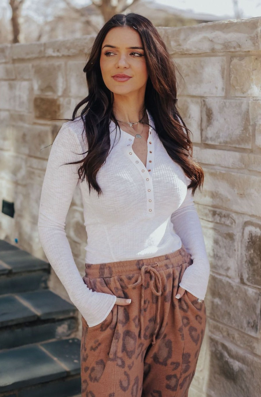 Button Up Henley Crew Neck