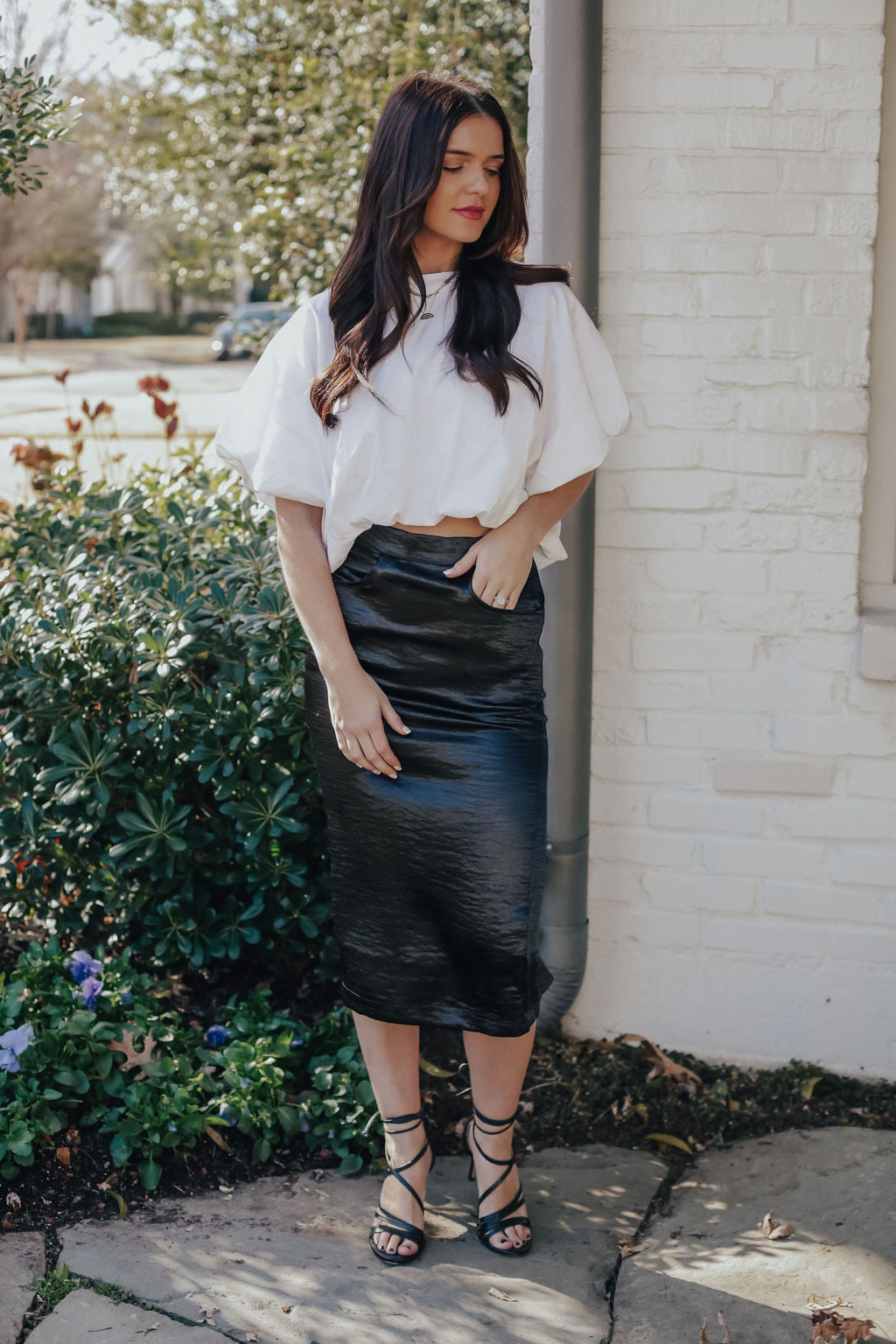 Metallic Maxi Skirt (BLACK)