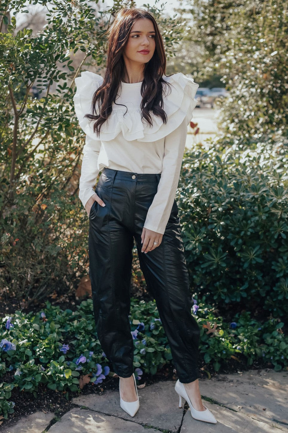 Daisy White Ruffle Top