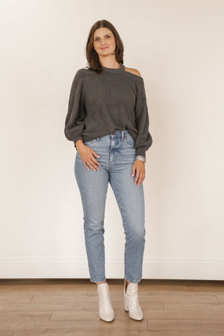 Fur Trimmed Off the Shoulder Top