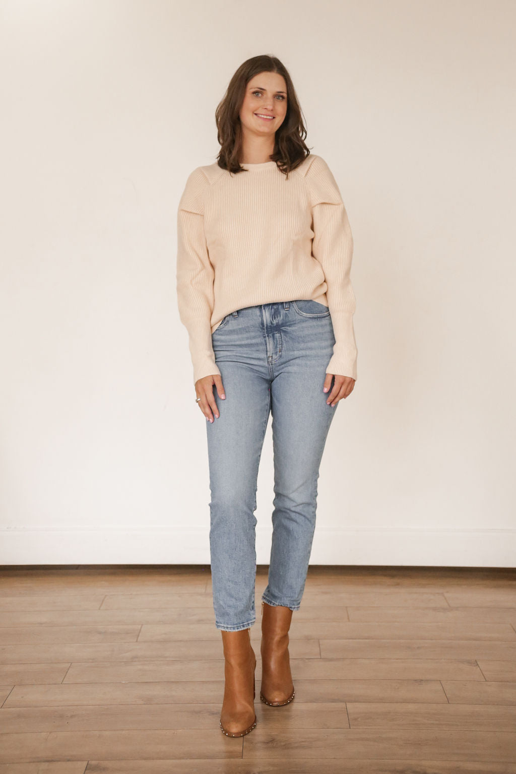 Rebekah Shoulder Puff Sleeve Sweater - LARGE LEFT