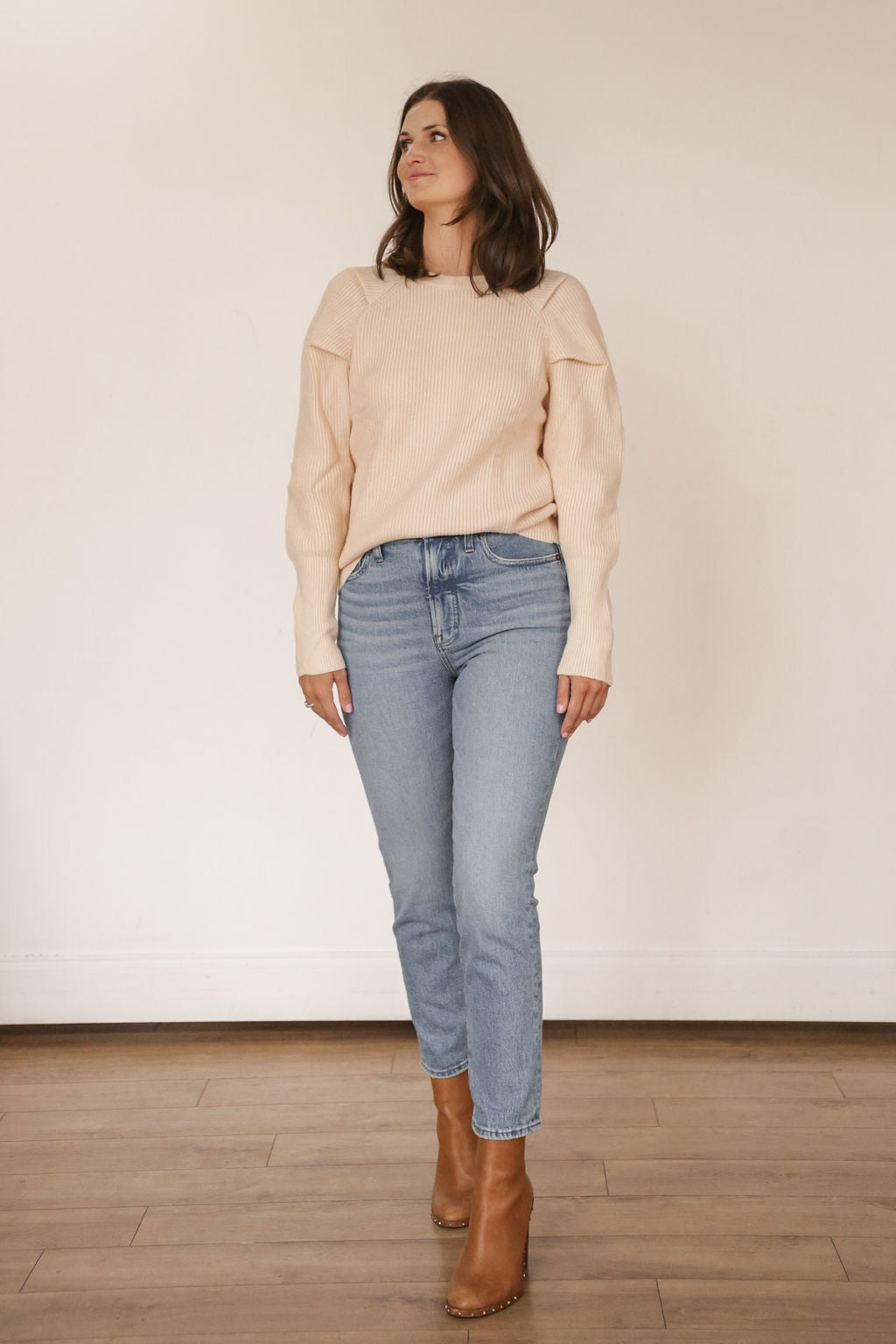 Rebekah Shoulder Puff Sleeve Sweater - LARGE LEFT