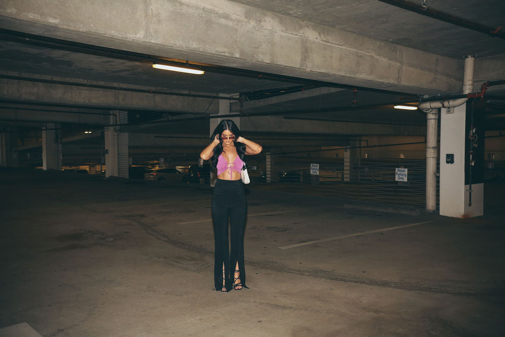 Tie Up Halter Top (Magenta Pink)