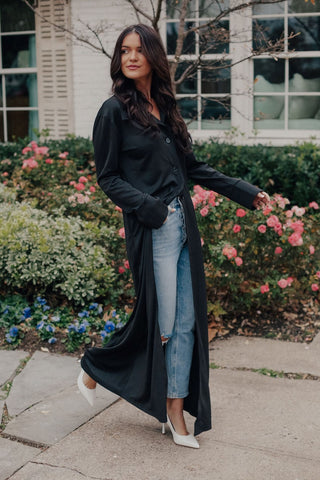 Shiny Black Maxi Skirt