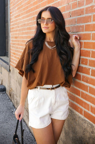 Leather Midi Short (Taupe)