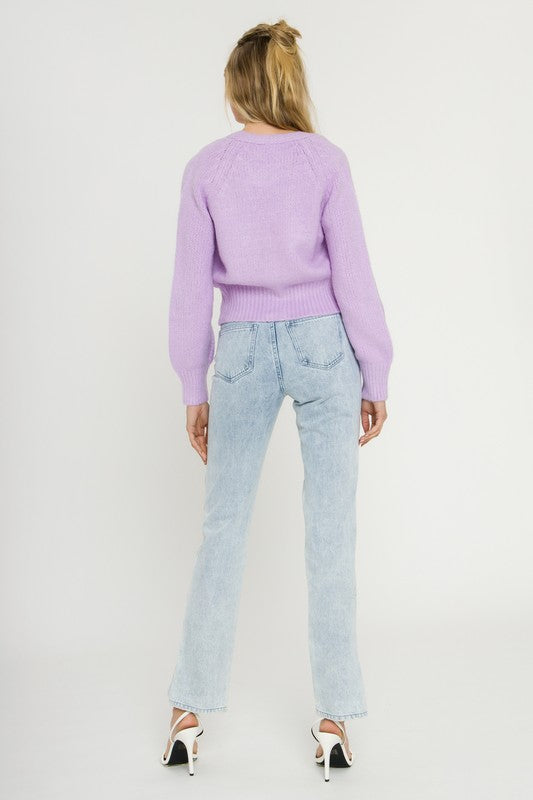 Purple Fuzzy Flower Cardigan