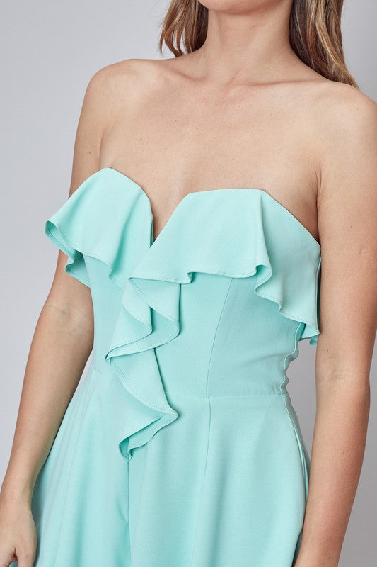 Mint Ruffle Romper - SMALL LEFT