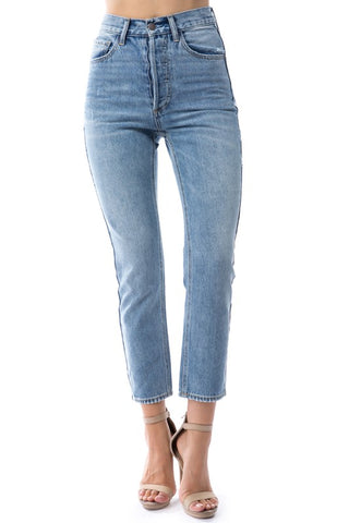 Beckham High Waisted Distressed Denim Jeans