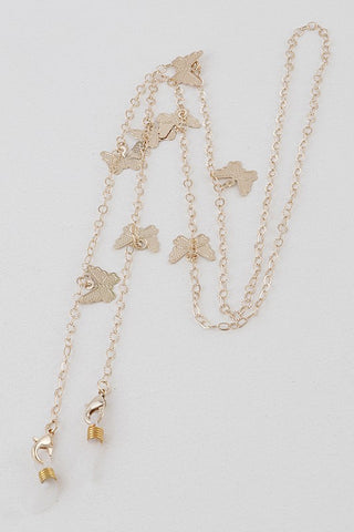 Butterfly Charm Mask Chain (Gold Gray)