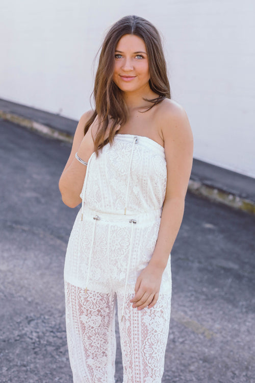 Wisteria Lace Jumpsuit - Large Left