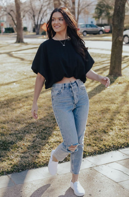 Balloon Crop Basic Tee (BLACK)