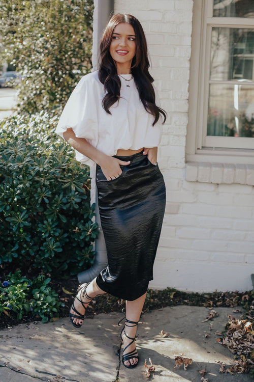 Shiny Black Maxi Skirt