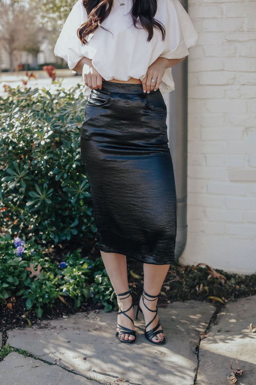 Shiny Black Maxi Skirt