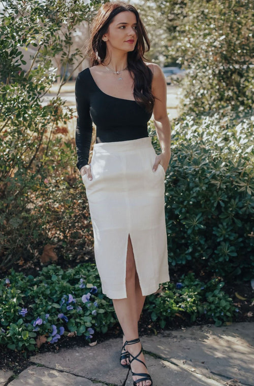 Pressed On Midi Skirt (WHITE)