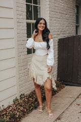 Yellow Stripes Asymmetrical Skirt