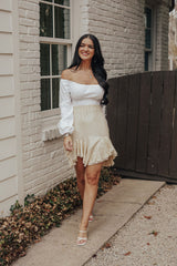 Yellow Stripes Asymmetrical Skirt