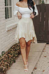Yellow Stripes Asymmetrical Skirt