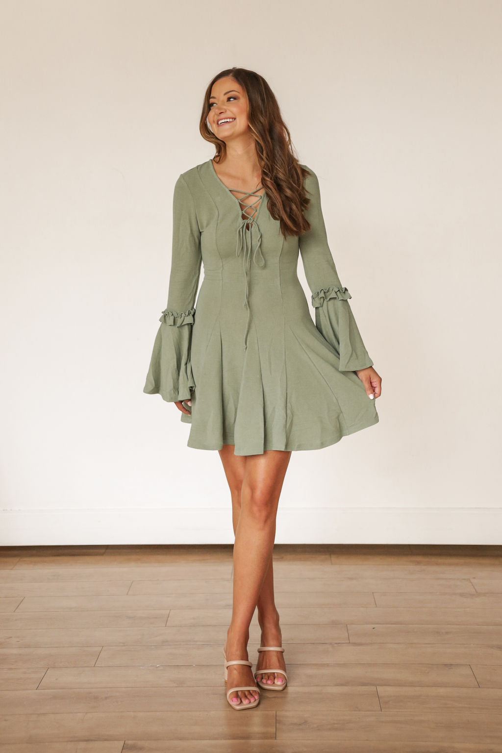 Casual Sage Green Short Sleeve Dress - Maxi Dresses