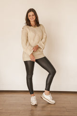 Slit Shoulder Sweater (CREAM)