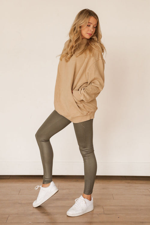 Oversized Nude Pocketed Sweatshirt