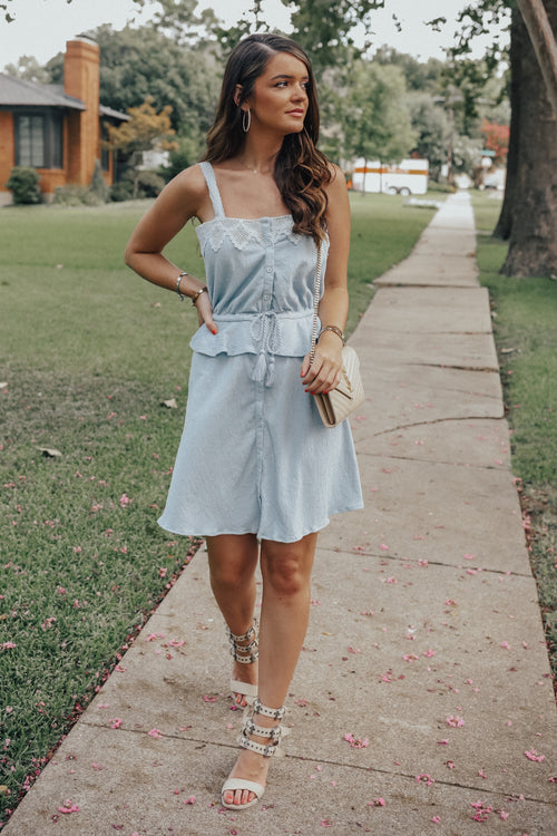 Sky Crochet Button Dress