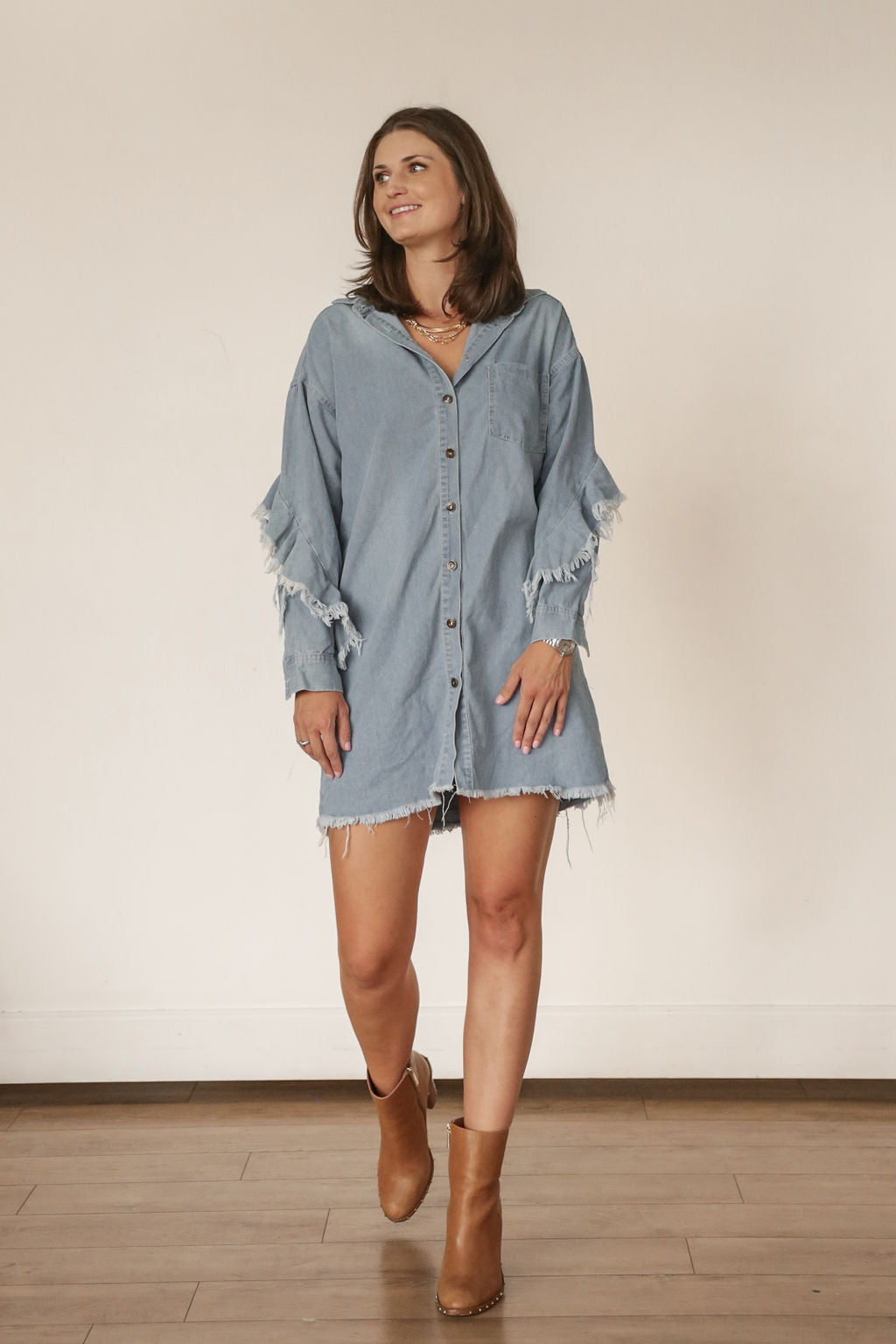 Button down tunic dress online