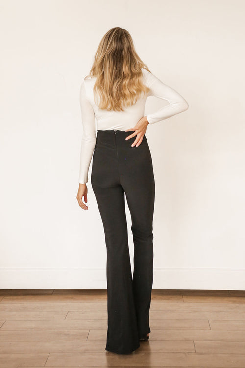 High Waisted Slit Trousers (BLACK)