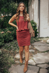 Strawberry Wine Casual Rouched Dress