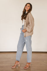 Balloon Sleeve Cardigan (Beige)