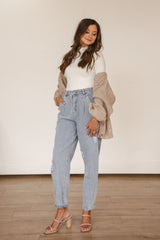 Balloon Sleeve Cardigan (Beige)