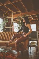 Faux Leather Jogger (BROWN)
