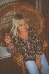 Henna Floral Peasant Blouse