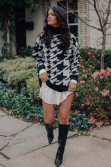 Houndstooth Oversized Knitted Sweater