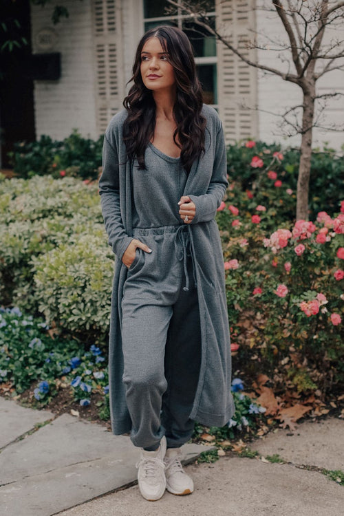 Jumpsuit and Cardigan Set (GRAY)