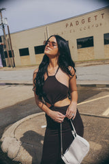 Cut Out Halter Dress (Chocolate Brown)