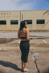 Cut Out Halter Dress (Chocolate Brown)