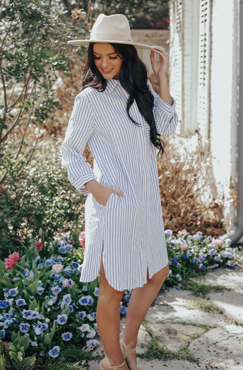 Spring Pin Stripe Boyfriend Dress