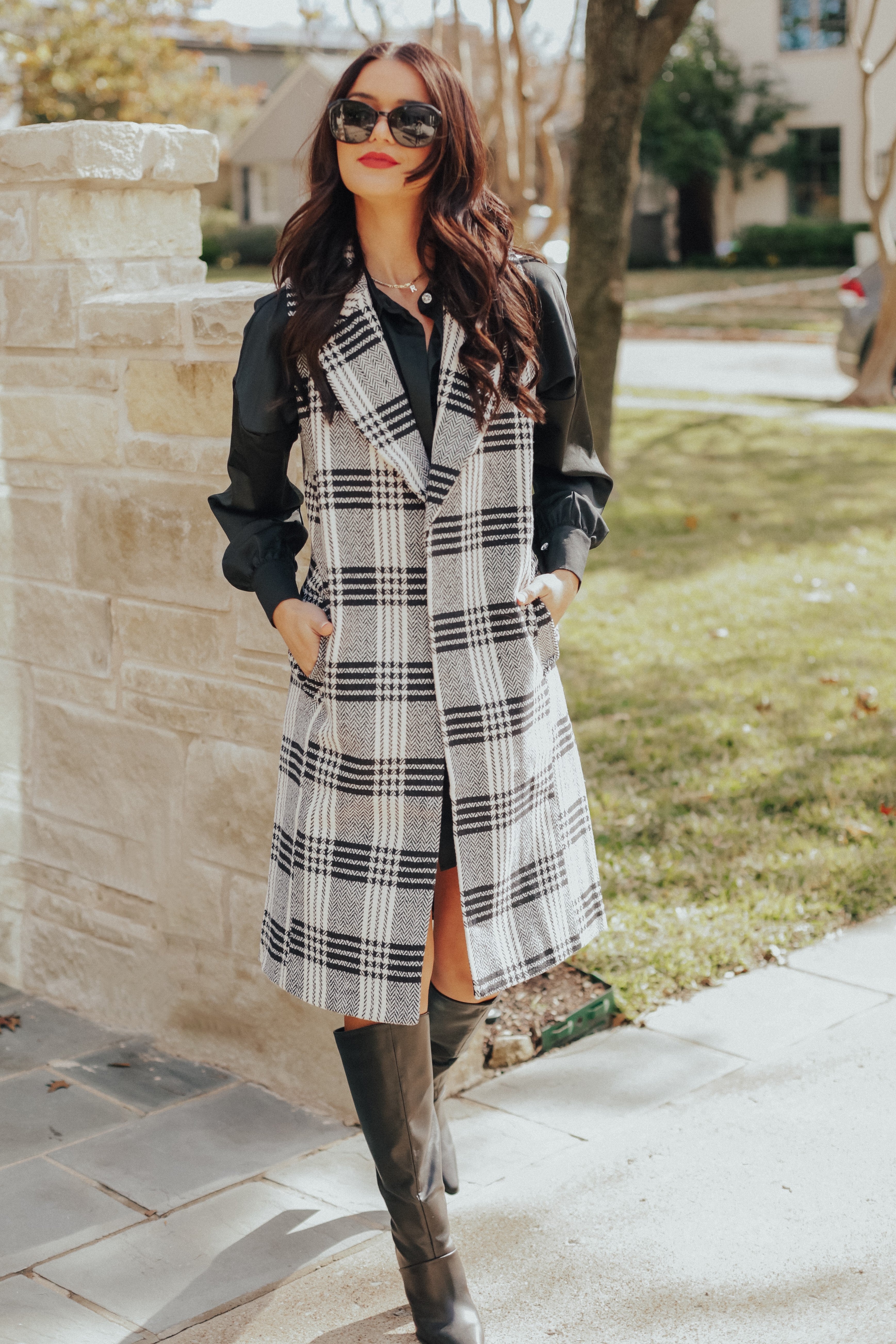 Plaid Long Vest