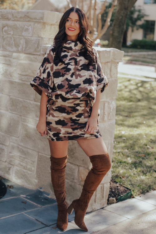 Camo Sweater & Skirt Set (TOP ONLY) - MEDIUM & LARGE LEFT