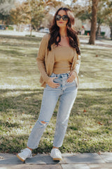 Tube Top & Cardigan Sweater Set (Khaki) - M/L LEFT!